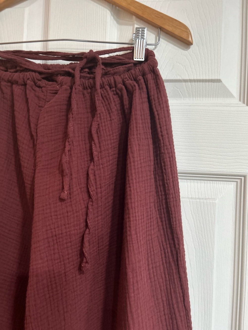 MUSERA Rust Wide Leg Drawstring Pants Muslin Medium - Picture 4 of 6
